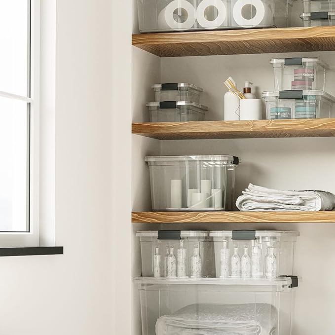Superio Clear Plastic Storage Bins with Lid, 4.5 Quart Box, Organizing Containers, Stackable Plastic Tote for Home, Garage, Dorm, School, and Office