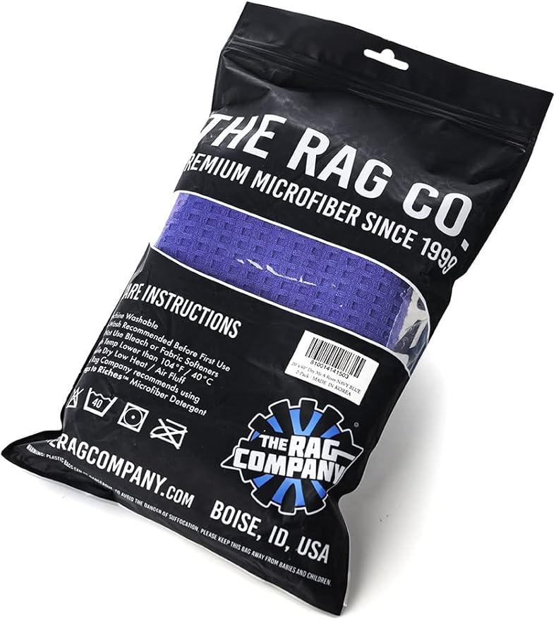 The Rag Company - Dry Me A River - Professional Korean 70/30 Blend Microfiber Waffle-Weave Drying & Detailing Towels, Soft Suede Edges, 390GSM, 20in x 40in, Royal Blue (2-Pack)