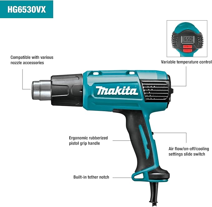 Makita HG6530VK Variable Temperature Heat Gun Kit with LCD Digital Display (Pack of 3)