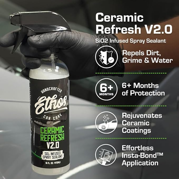 Ethos Ceramic Refresh – Ceramics Coating Spray & Ceramic Sealant for Instant Gloss – Paint Restorer with 6+ Months Car Sealant Protection – SiO2 Spray for Car Detailing