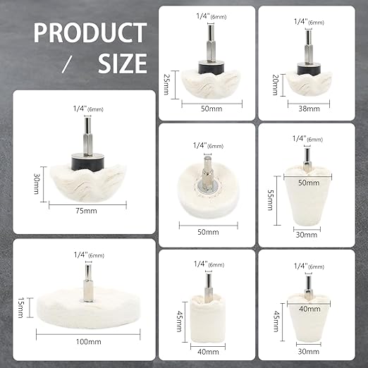 SCOTTCHEN Buffing Wheel for Drill, Polishing Ball for Drill with 1/4" Hex Shafts,Buffing Polishing Wheel kit for Metal Aluminum,Stainless Steel,Chrome,Jewelry,Wood,Plastic,Ceramic,Glass,etc-11PCS