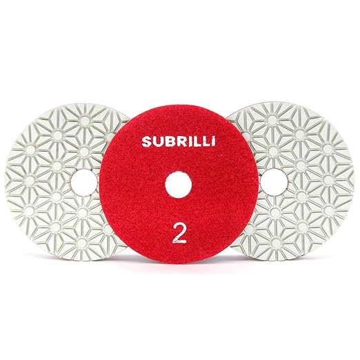 Dry/Wet 3 Step Diamond Polishing Pads 4" Sanding Discs Grit 2 for Granite Marble Concrete (3-Pcs)