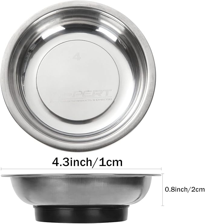 5 Pack 4.3 Inch Magnetic Parts Tray Craftsman Magnetic Tray for Mechanics Magnetic Screw Holder Magnetic Bowl for Screws Bolt Magnetic Tool Tray Stainless Steel Magnet Tray Round Magnetic Dish