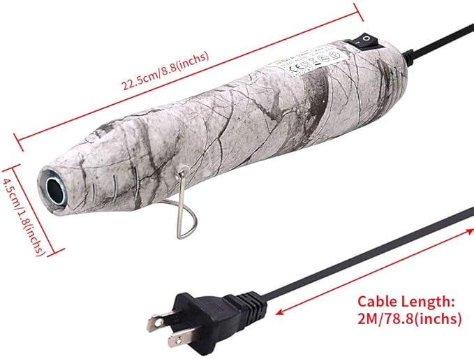 mofa Resin Heat gun,6.6ft Cable 300W Heat Gun for Crafts,Acrylic Paint Dryer Multi-Purpose Electric Heating Nozzle (Marble)