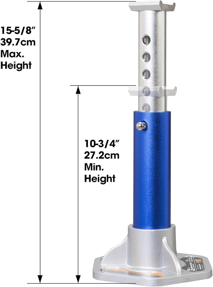 TCE 3 Ton (6,000 LBs) Capacity Aluminum Jack Stands, 2 Pack, Blue/Silver, AT43004U