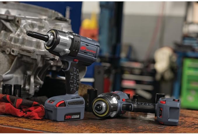 Ingersoll Rand W5133-K22 3/8" IQV20 Cordless Air Impact Wrench and Battery Kit with Brushless Motor, 360 Degree LED Light, 365 ft-lbs Max Torque, 4 Power Modes, Gray