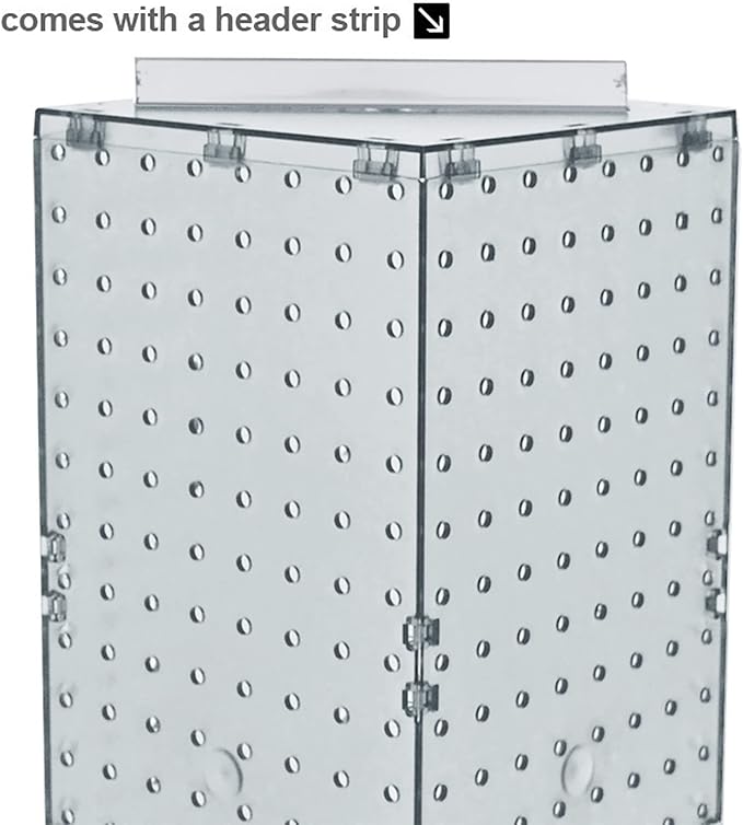 Azar Displays 703385-CLR Four-Sided Revolving 8”W X 20”H Pegboard Counter Display, Clear