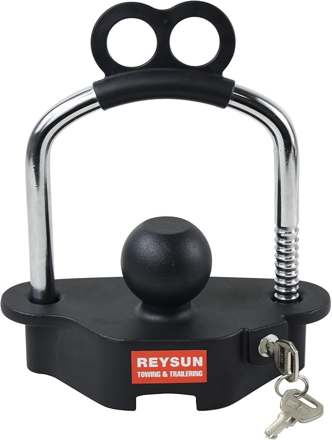 863507 Trailer Hitch Lock Trailer Locks Universal Coupler Lock, Heavy Duty Ball Hitch Lock for 1-7/8", 2" and 2-5/16" Trailer Coupler, Matt Black