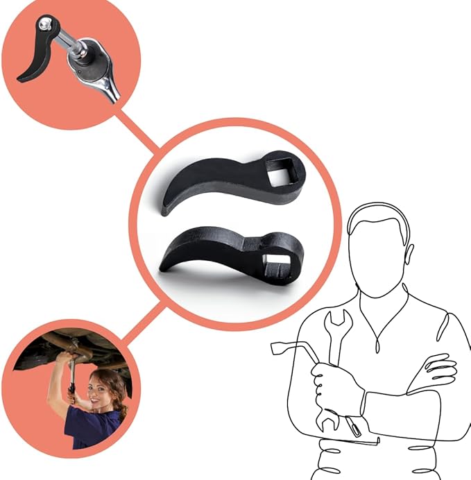 Pry Bar Wrench Adaptor Head, Crowbar Adapter Head Tool, Half Shaft Removal Car Repairing Tools 3/8" Drive, Wrecking Bar Pry Bar Wrench Head, Ultra Compact Size for Tight Space