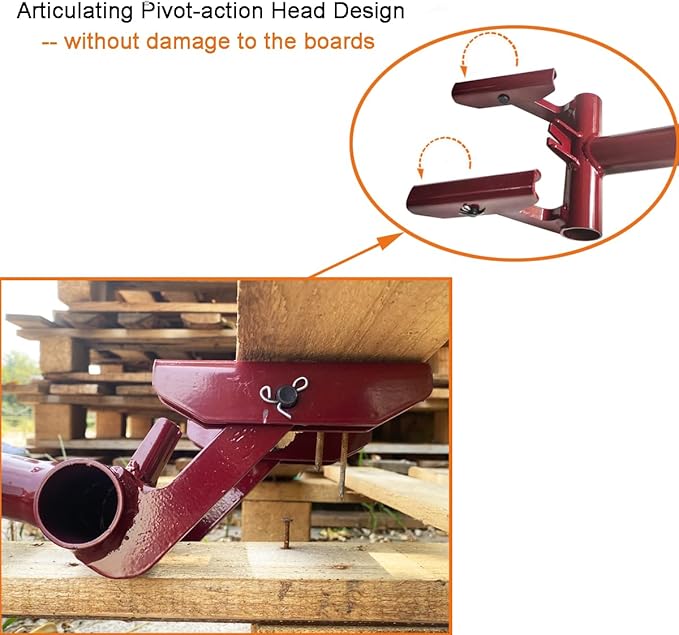 JINHAN Pallet Buster Articulating Head, Enhanced Deck Board Wrecker Pry Bar, Wooden Pallet Dismantling Tool, (Head Only, No Handle)