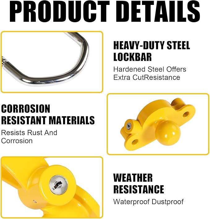 TCE ATRCLL001U Torin Lightweight Coupler Lock: Adjustable Trailer Ball Hitch Lock Storage Security, Heavy-Duty Steel and Aluminium, Yellow and Chrome