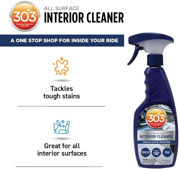 303 Products Interior Cleaner - Easily Cleans Any Surface, Residue Free - Great for Use on Touch Screens, Including LCD - Cleans Glass Streak Free, 16 fl. oz. (30588)