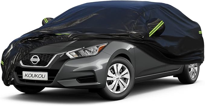 KouKou Car Cover Waterproof All Weather, 7 Layers Outdoor Car Cover for Automobile, Universal Fit Nissan Versa, Acura Integra/RSX,Toyota Corolla Celica, Subaru BRZ, ect.(Length up to 178 inch)