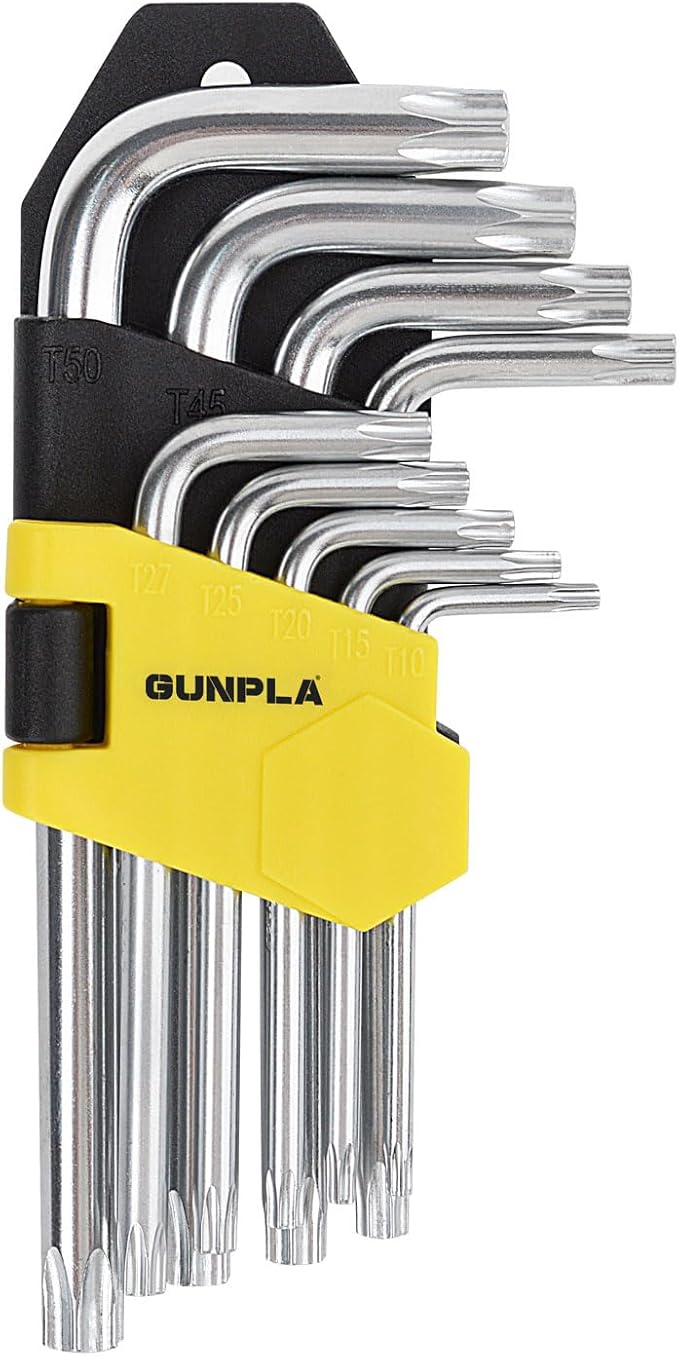 Gunpla 9PCS Hex Key Allen Wrench, Torx Hex Key Allen Star Short Arm Wrench Hex Keys Security Torx End Holes with Storage Case T10-T50 for Home Maintenance DIY, Auto Repair