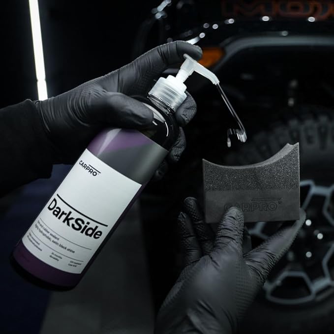 CARPRO DarkSide - Tire & Rubber Sealant, Hydrophobic & Self-Cleaning, Satin Black Shine, UV Protection, Revives Dull Faded Rubber, Ready to Use - 4 Liter (135oz)