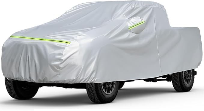Favoto Truck Cover Waterproof Outdoor - All Weather 6 Layers Heavy Duty Pickup Cover Dust Rain Sun Protection Universal Fit for Chevy Silverado, Dodge Ram 1500, Ford F150 (Length Up to 242 inch)