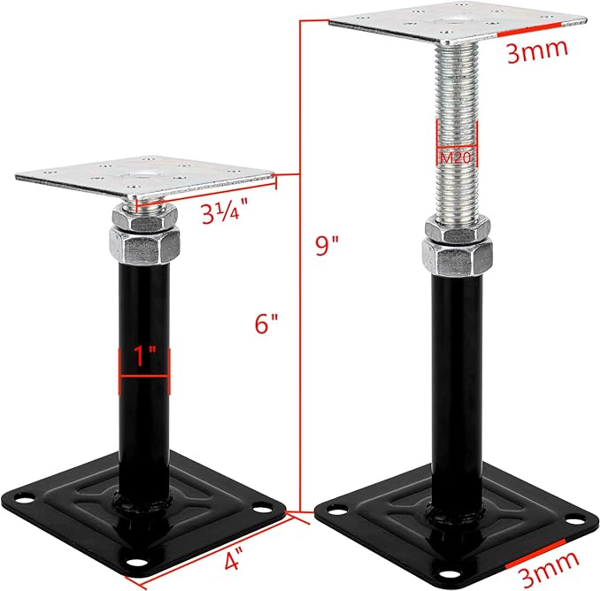 4-Pack Lift Supports,Adjust Supports,Level Supports,Floor Jacks,Adjustable House Jack for The Floor,Mini Screw Jack- Post 6" to 9".