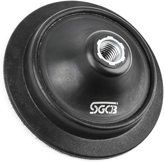 SGCB 5” RO Rotary Flexible Backing Plate, Hoop-and-Loop Face 5/8” Thread PU Soft Backing Pad Used On Rotary Polisher Sander for Sanding Polishing Buffing Finishing