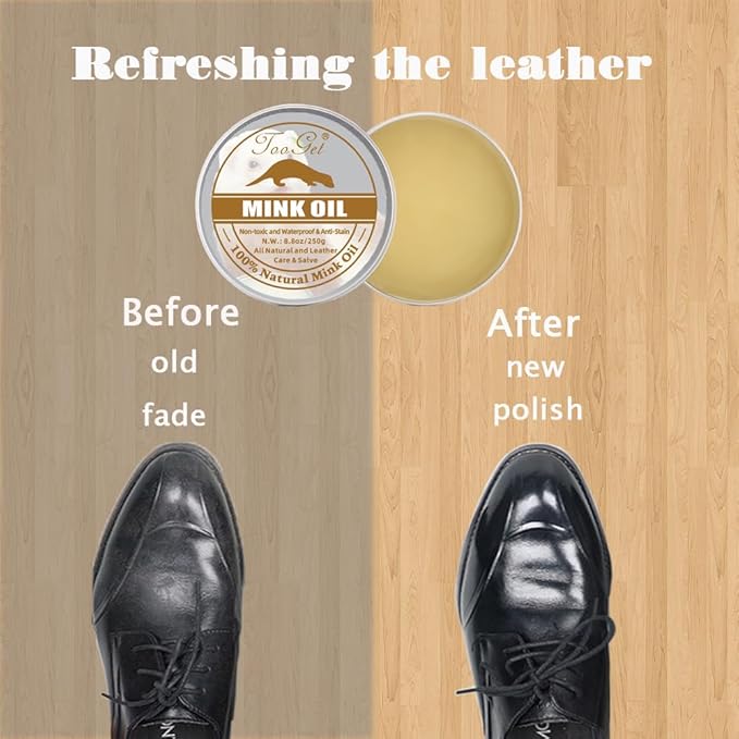 TooGet Mink Oil for Leather Care - 8.8 OZ Conditioner & Cleaner Kit, Restorer for Boots, Shoes, Purses & Belts