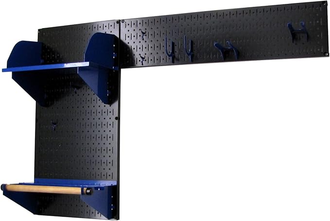 Wall Control Pegboard Garden Supplies Storage and Organization Garden Tool Organizer Kit with Black Pegboard and Blue Accessories