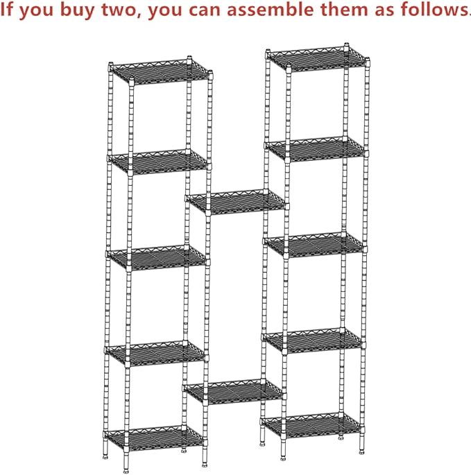 REGILLER 6 Wire Shelving Steel Storage Rack Adjustable Unit Shelves for Laundry Bathroom Kitchen Pantry Closet(White,11.7" D x 16.8" W x 63" H)