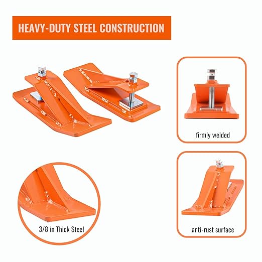 Doppy 2Pcs Tractor Bucket Edge Protector, 3/8'' Thick Snow Skid Tamer, Hex Lock Nuts & Bolts Included for Snow Removal, Leaves, Gravel Spreading,Orange