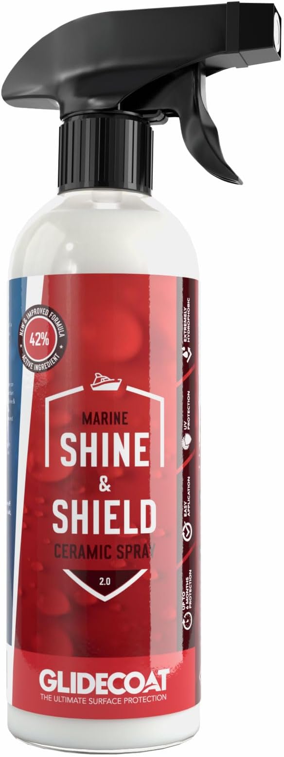 Glidecoat Marine Shine & Shield | 42% Ceramic Spray | Better than Boat Wax | Hydrophobic Spray with UV Protection | Marine Sealant Ceramic Spray | Sealant Boat Maintenance | 16oz