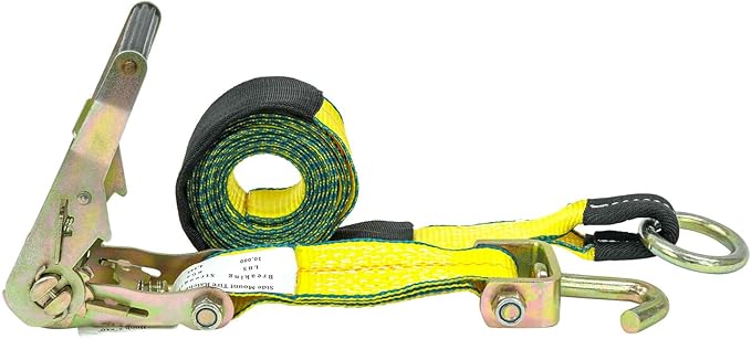 Mytee Products (4 Pack) 2" x10' Lasso Ratchet Strap with J Finger Hook Wheel Net Auto Tow Towing Car Hauler Tie Down