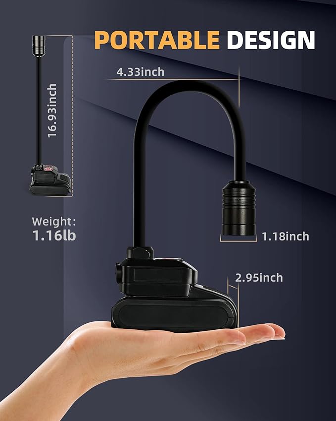 Favorlite LED Work Light, 5000mAh Magnetic Gooseneck Light Rechargeable, 2000 Lumen 360°Flexible Mechanic Lamp with Hook, Job Site Lights for Men, Work Bench, Auto-Repairing, Emergency, Power Outage