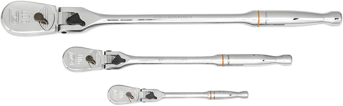 GEARWRENCH 3 Pc. 1/4", 3/8" & 1/2" Drive 90 Tooth Locking Flex Head Teardrop Ratchet Set - 81276T