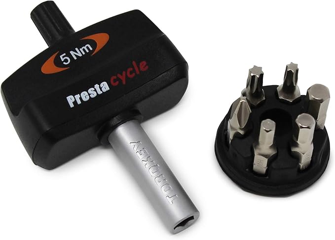Prestacycle Mini Bike TorqKeys - Preset Torque Tool w/6 Bits & Holder – Compatible with Standard 1/4" hex bit - Choose from Sizes: 3Nm, 4Nm, 5Nm.