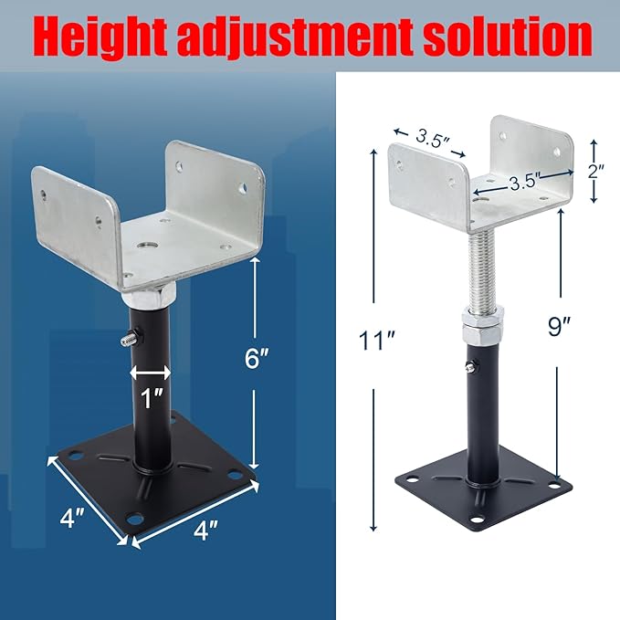 2 Pack U-Shaped Floor Jack for 4x2, 4x4, 4x6 Joists - Adjustable Steel Telepost with U-Head, Mini Screw Jack, Post Jack.6-9 Inch Adjustment Range.