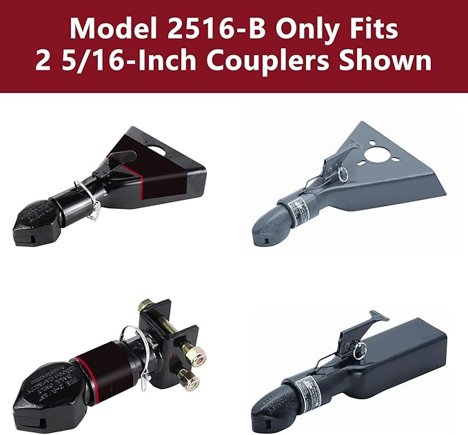 2516-B Heavy Duty Trailer Hitch Lock – Compatible with 2-5/16" Bulldog or Ram Couplers, Anti-Theft Tongue Lock for RV, Boat, Cargo, Utility, and Livestock Trailers (Black)