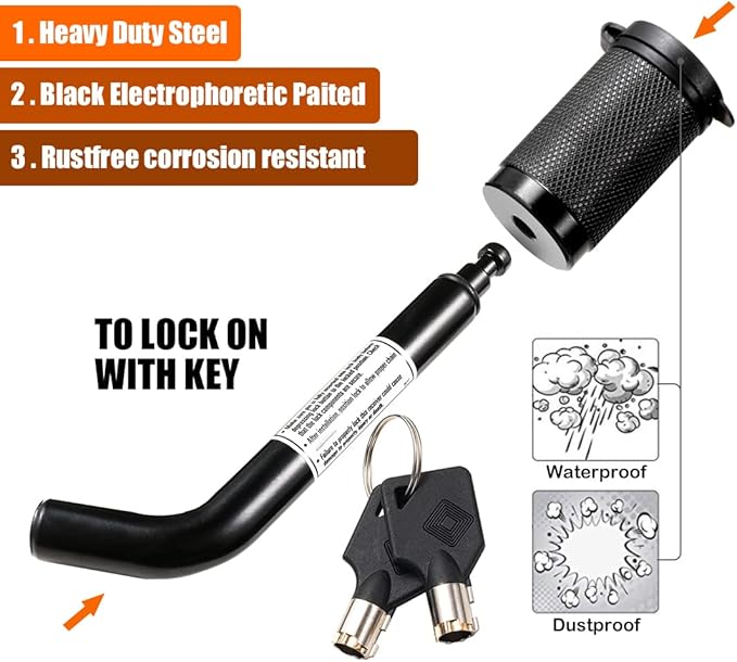 CZC AUTO Trailer Hitch Receiver Lock, Dogbone Style Hitch Pin Lock, Dia 5/8 Inch Bent Pin for Class III IV 2 2-1/2 Inch Receiver, Fits Bike Rack Tray Ball Mount for Towing Trailer Truck Car Boat RV