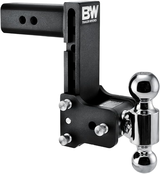 B&W Trailer Hitches Tow & Stow Adjustable Trailer Hitch Ball Mount - Fits 2.5" Receiver, Dual Ball (2" x 2-5/16"), 7" Drop, 18,000 GTW - TS20040B