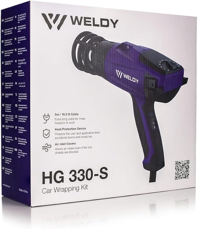 WELDY - HG 530-A - Heat Gun for Car Wrap; Light Weight - High-Performance 176F to 1,112F - Nozzle Heat Protection Device- 16 Ft Cord - Air Intake Guards - Precision Digital Readout