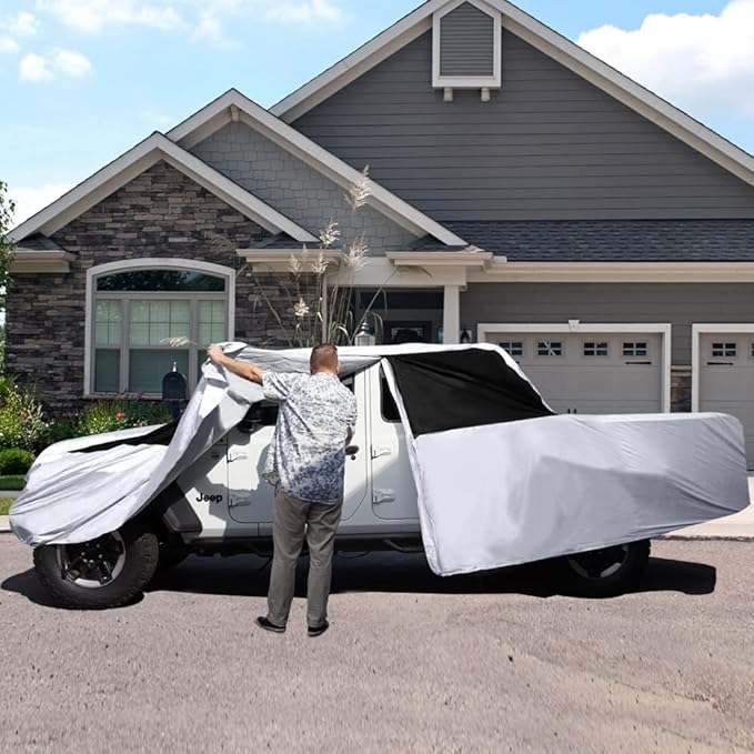 Titan Premium Multi-Layer PEVA Car Cover for Gladiator Pick-up Trucks 218". Waterproof, UV Protection, Anti-Scratch Protective Lining, Driver-Side Zippered Opening. Fits Gladiator Pickup Trucks.
