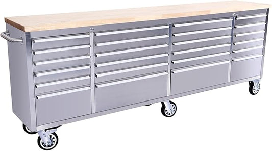 GarveeTech 96 in Tool Chest, Tool Box Mobile 24 Drawers Storage Rolling Cabinet with Wheels Lock Key Locking System Drawer Liners for Garage Warehouse Repair Shop