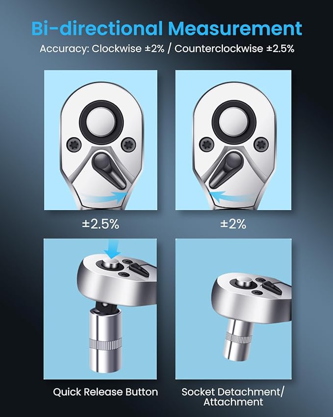 GOYOJO 3/4 Inch Digital Torque Wrench 11~369 ft-lb/15~500Nm, for Heavy Machinery, Construction Equipment & Industrial Assembly, with ±2% Accuracy, Vibration, Buzzer and LED Flash Notification