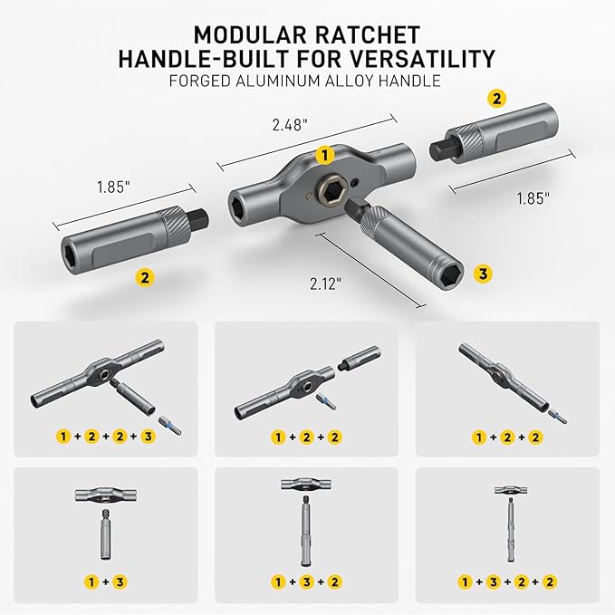 42 in 1 Magnetic Ratchet Screwdriver Set, T Handle Ratchet Screwdriver with S2 Steel Bits & Storage Case, Screwdriver Set for Electronics, Bicycle, Furniture, Home DIY