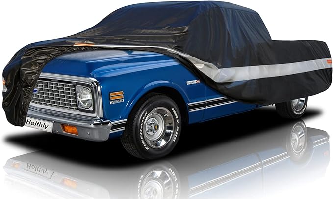 10 Layers Truck Cover Waterproof All Weather. Pickup Truck Cover Rain UV Protection. Length: Up to 210 inches, Universal Fit Most Regular Cab Short Box Ford F100 Chevy C10 S10 Ram 150 250.