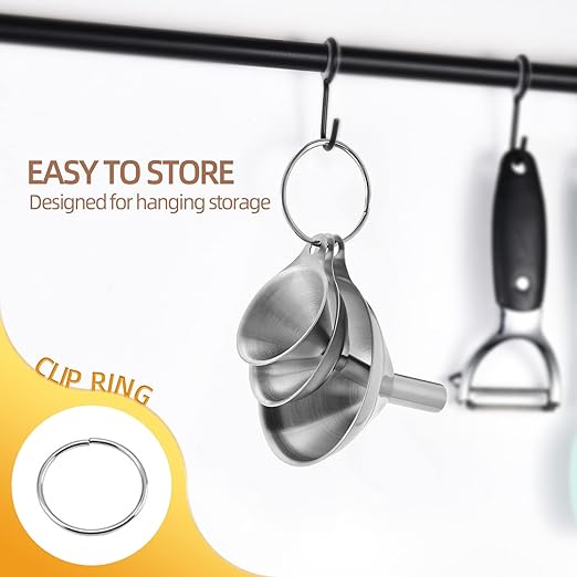 Funnels for Kitchen Use Filling Bottles, Kitchen Funnel Set of 3, Small Funnels for Filling Small Bottles Transferring Essential Oil, Liquid, Spice, Dry Ingredients & Powder, Dishwasher Safe
