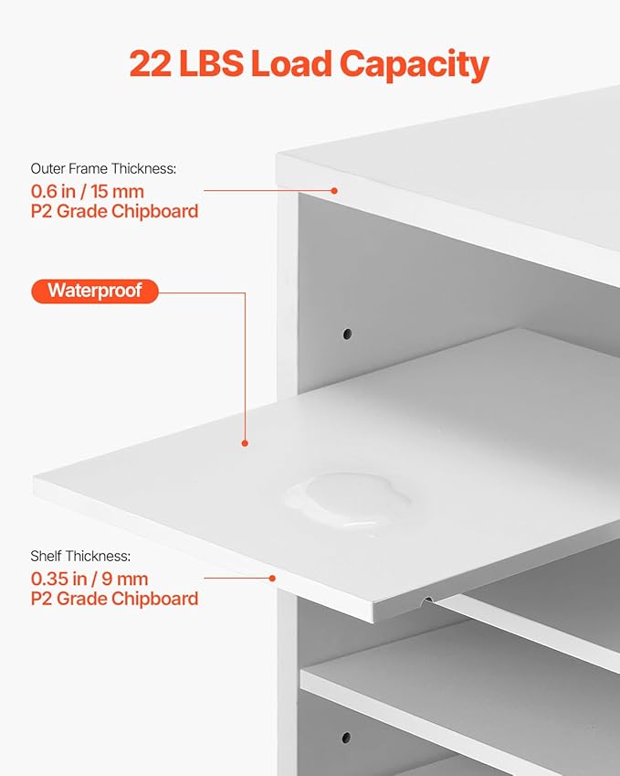 VEVOR Literature Organizer, 36 Compartments Office Mailbox with Adjustable Shelves, Wooden Mailbox Sorter Medium Density Fiberboard Office Home Classroom Storage for Files, Documents, Papers, White