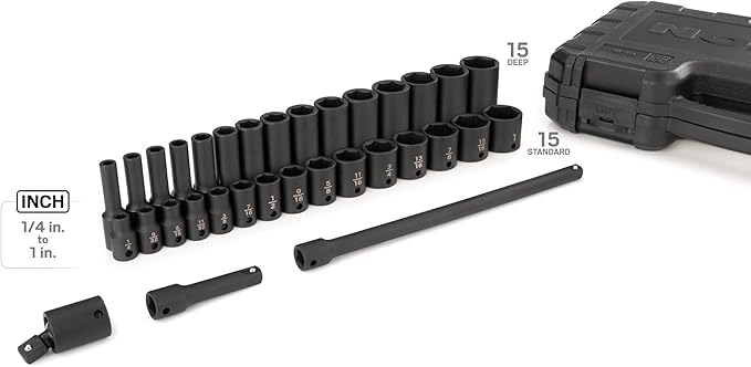 TEKTON 3/8 Inch Drive 6-Point Impact Socket Set, 33-Piece (1/4-1 in.) | SID91400