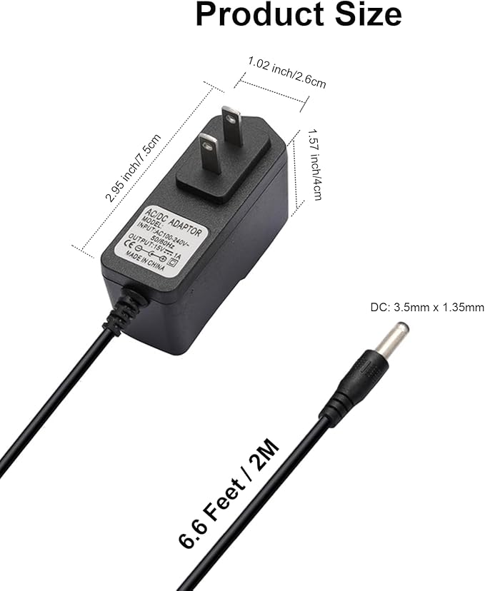 15V 1A Power Cord for Car Jump Starter Charger for DBPower for Gooloo Jump Starter Power Supply for Tacklife Battery Peak 450A 500A 600A 800A 1000A