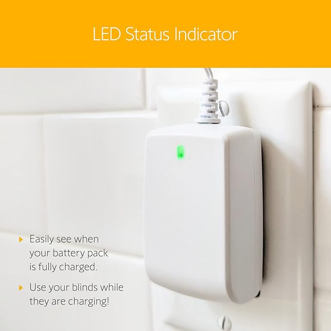 Somfy Charger for V2 Wirefree Motors – Powers External Battery Pack – Compatible with Sonesse 30/40 & Altus 28 – 3-Pin Connector – LED Indicator – 6-Foot Cable – #9025166