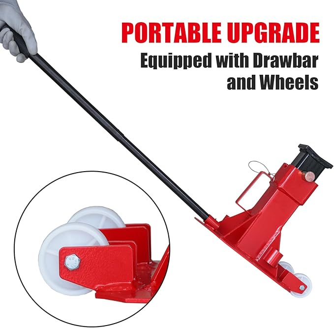Torin ATZ220006PB Heavy Duty Jack Stands: Pin Style Jack Stand with 2 Casters and Handle, Easily Portable Car Stand for Car SUV, Truck and Pick Up, 22 Ton (44,000 lb) Capacity, Red