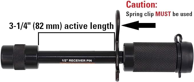 TowWorks 79661 Keyed Unique 1/2" Trailer Hitch Lock with 3-1/4" Span, Double Safety Tow Hitch Receiver Locking Pin for Class I II Hitches