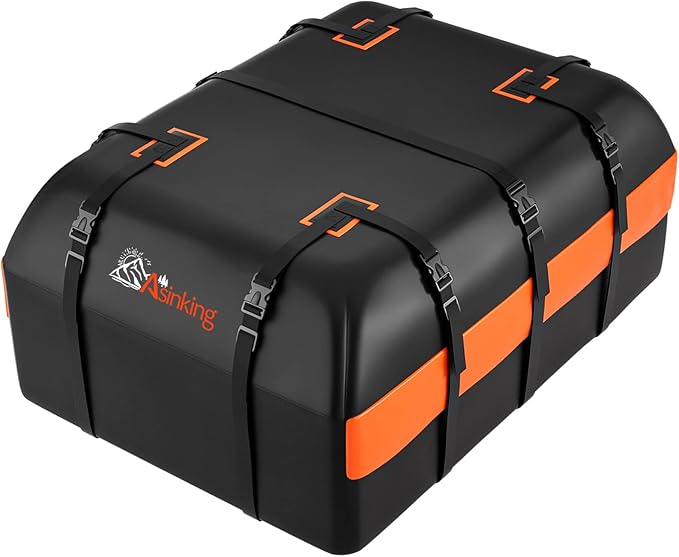 Car Rooftop Cargo Carrier Bag, 21 Cubic Feet 100% Waterproof Heavy Duty 840D Car Roof Bag for All Vehicle with/Without Racks - Anti-Slip Mat, 6 Door Hooks, Storage Bags, 2 Extra Straps, Luggage Lock