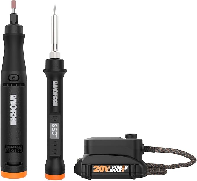 Worx WX989L 20V MAKERX 2-Pc Combo Kit - Rotary Tool + Heat Gun w/ 42 Accessories